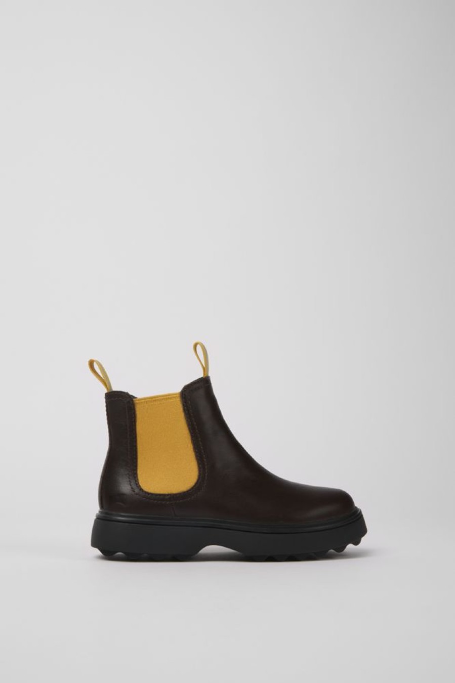 Kids CamperLab Boots | Brown And Yellow Leather Boots