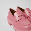 Women CamperLab Formal Shoes | Pink Leather Loafers For Women