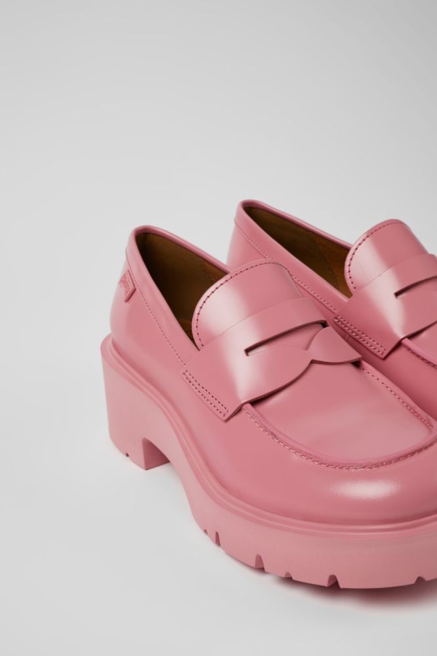 Women CamperLab Formal Shoes | Pink Leather Loafers For Women