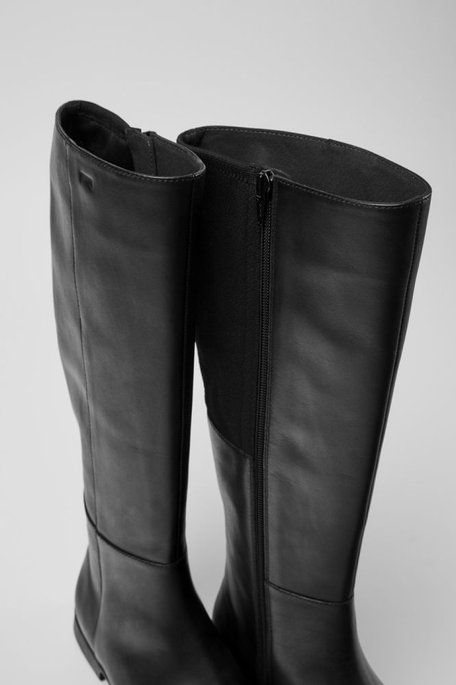 Women CamperLab Boots | Black Leather And Textile High Boots For Women