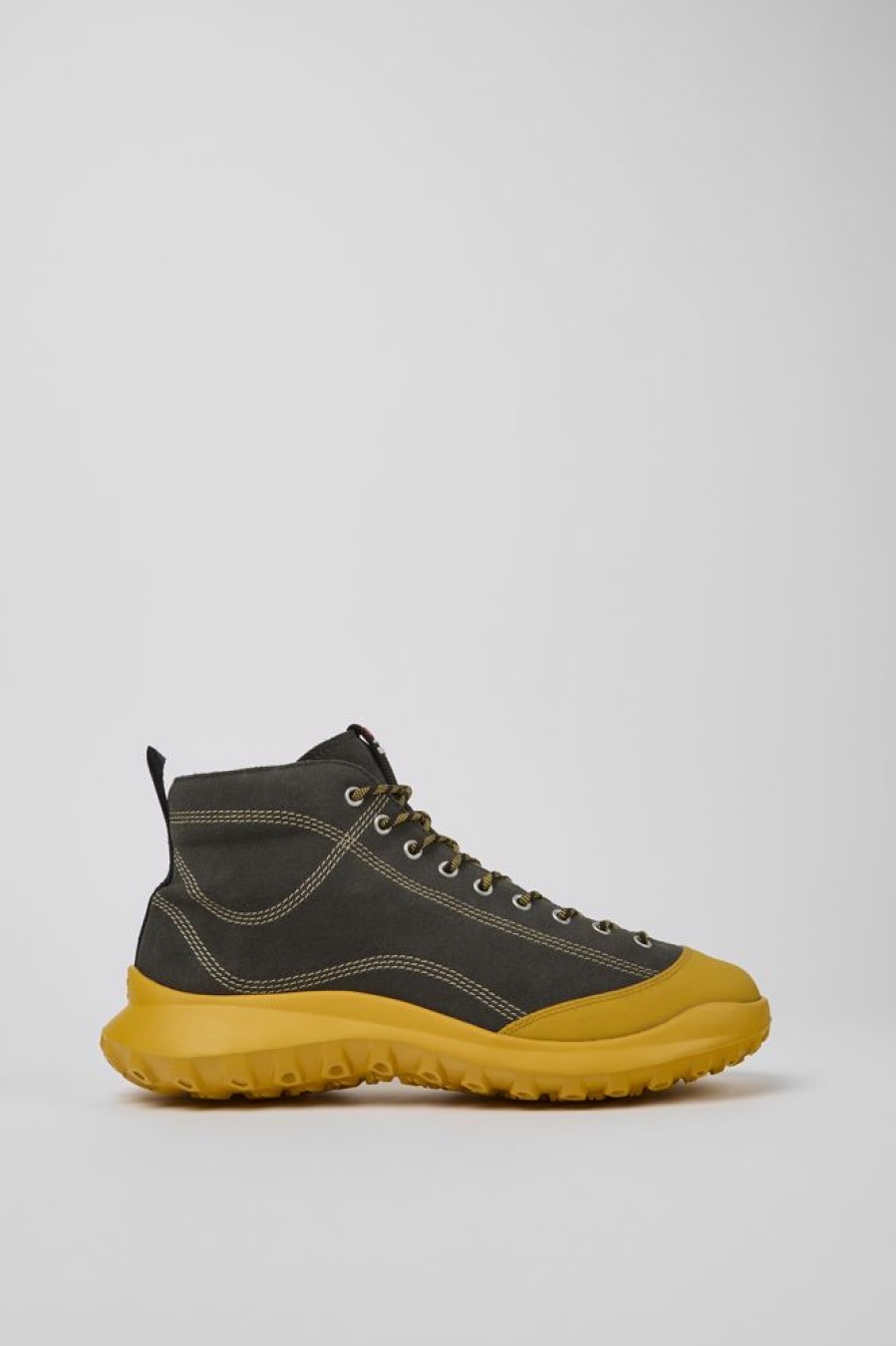 Men CamperLab Sneakers | Gray And Yellow Nubuck Ankle Boots For Men