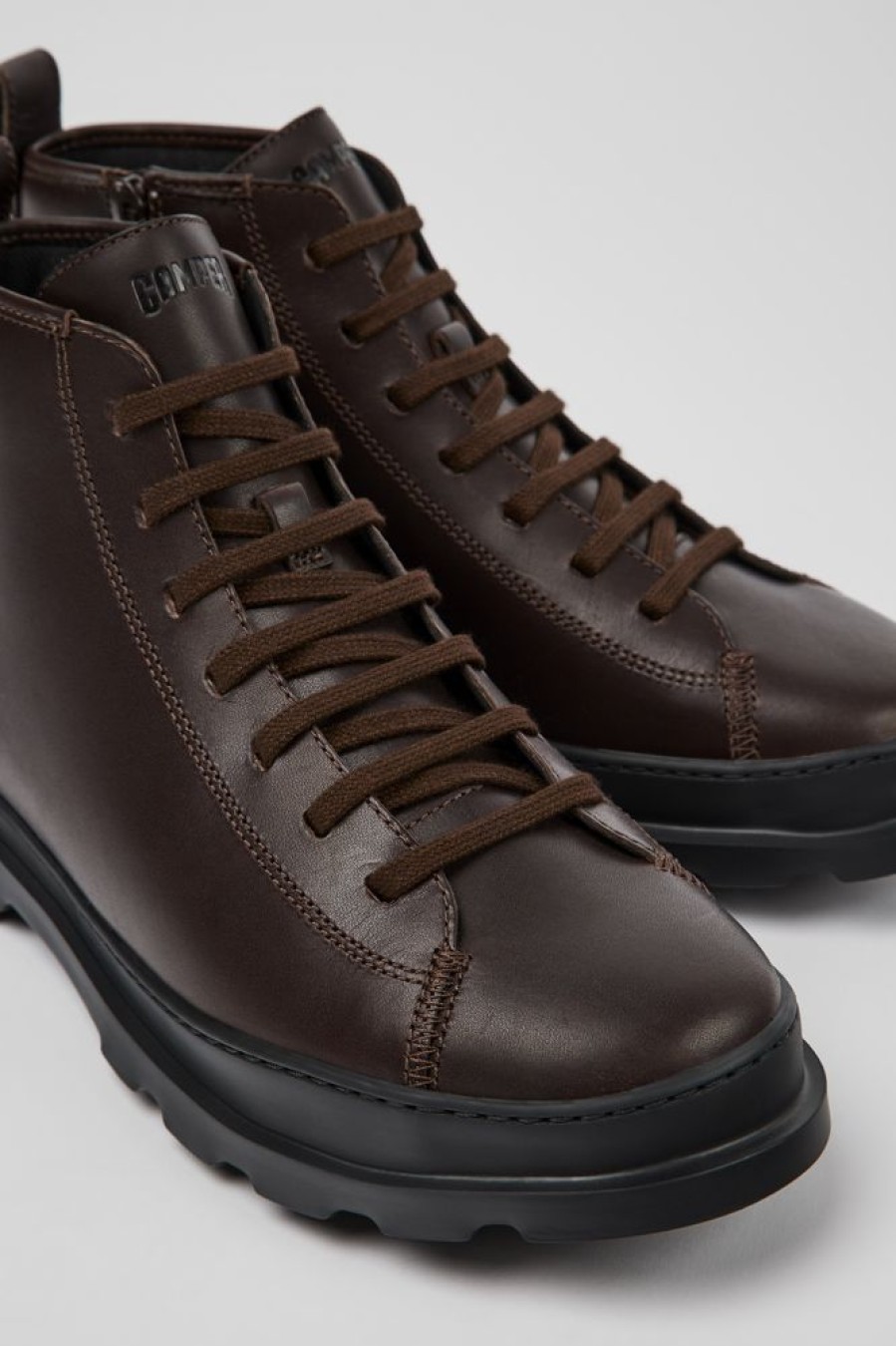 Men CamperLab Formal Shoes | Dark Brown Leather Ankle Boots For Men