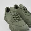 Men CamperLab Casual Shoes | Green Leather And Recycled Pet Sneakers For Men