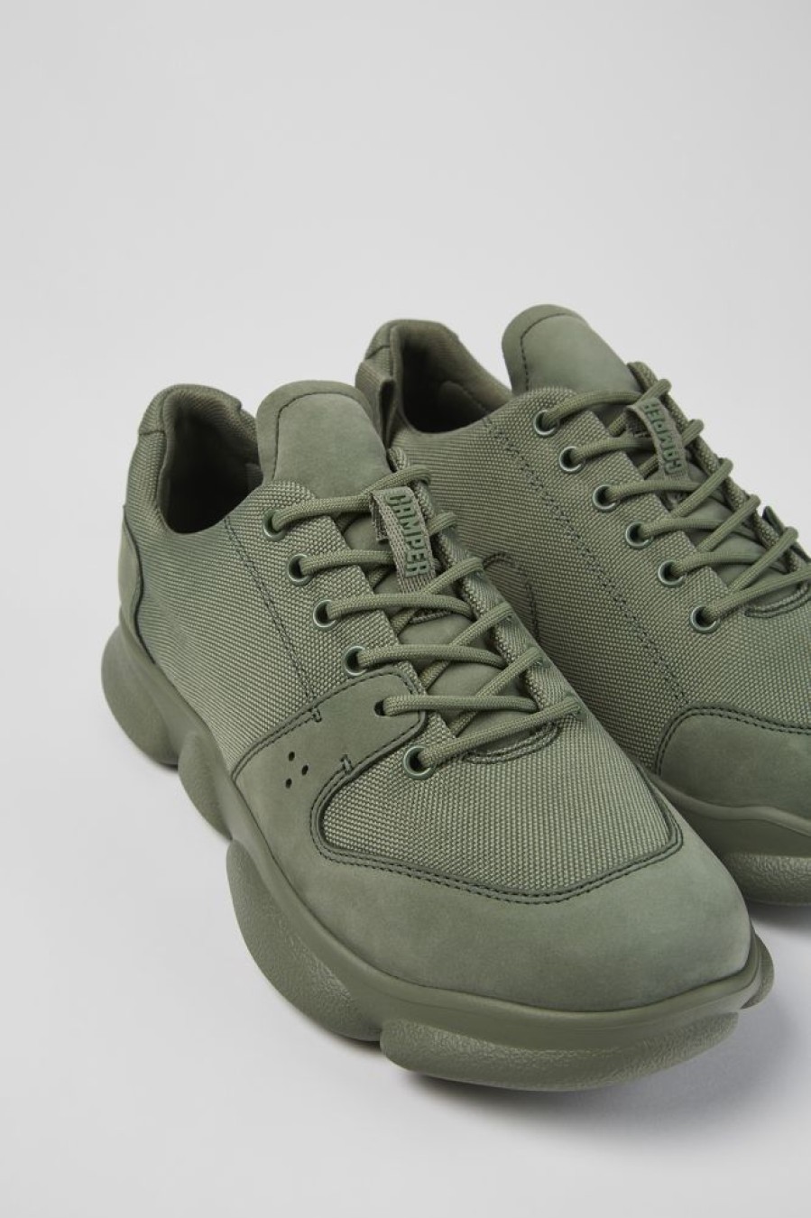 Men CamperLab Casual Shoes | Green Leather And Recycled Pet Sneakers For Men