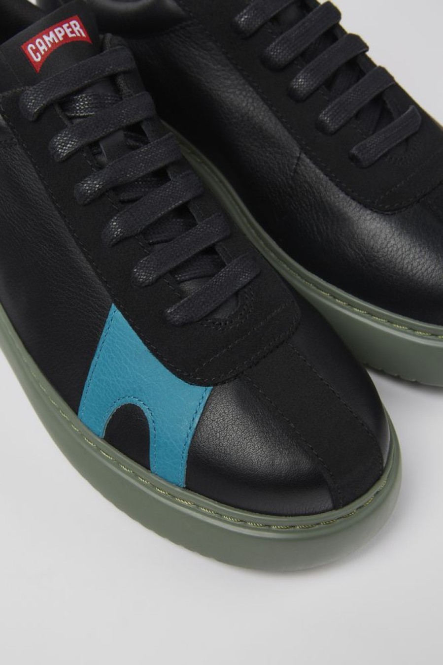 Men CamperLab Casual Shoes | Black Leather And Nubuck Sneakers For Men