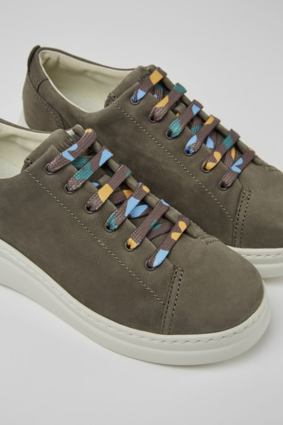 Women CamperLab Sneakers | Brown-Gray Nubuck Sneakers For Women