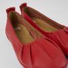 Women CamperLab Flat Shoes | Red Leather Ballerinas For Women