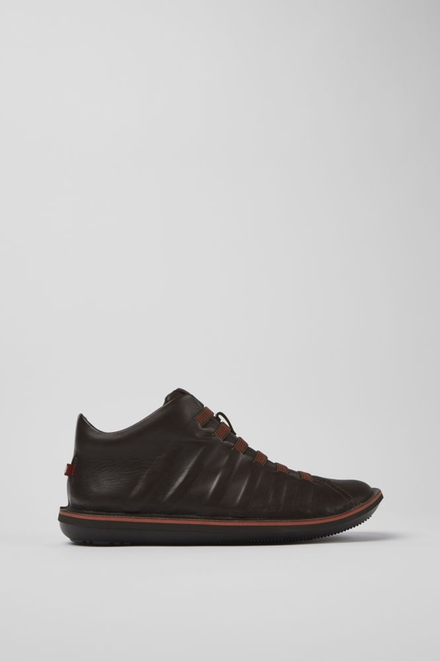 Men CamperLab Casual Shoes | Dark Brown Leather Sneakers