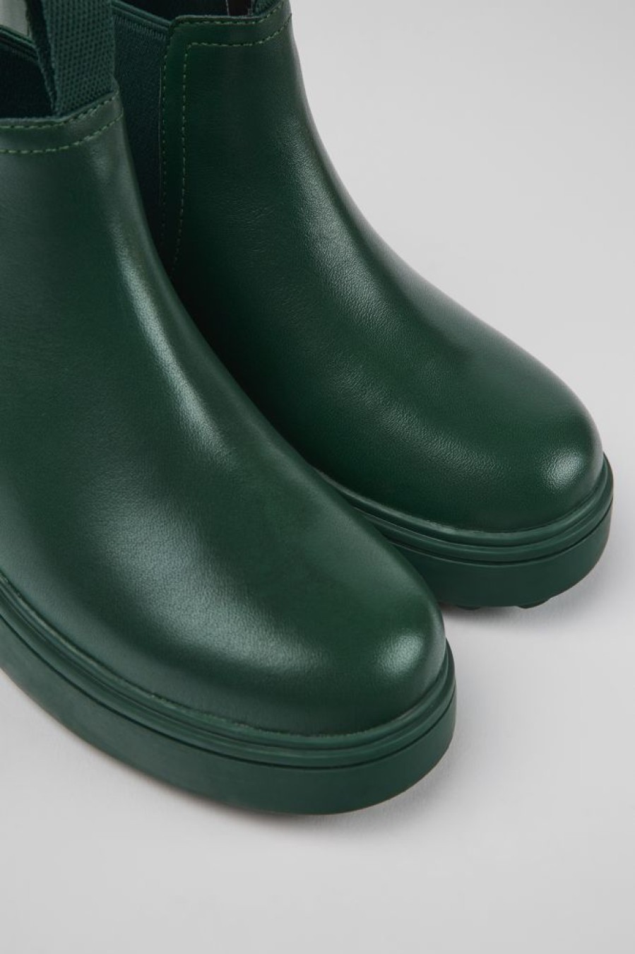 Kids CamperLab Boots | Green Leather Chelsea Boots For Kids