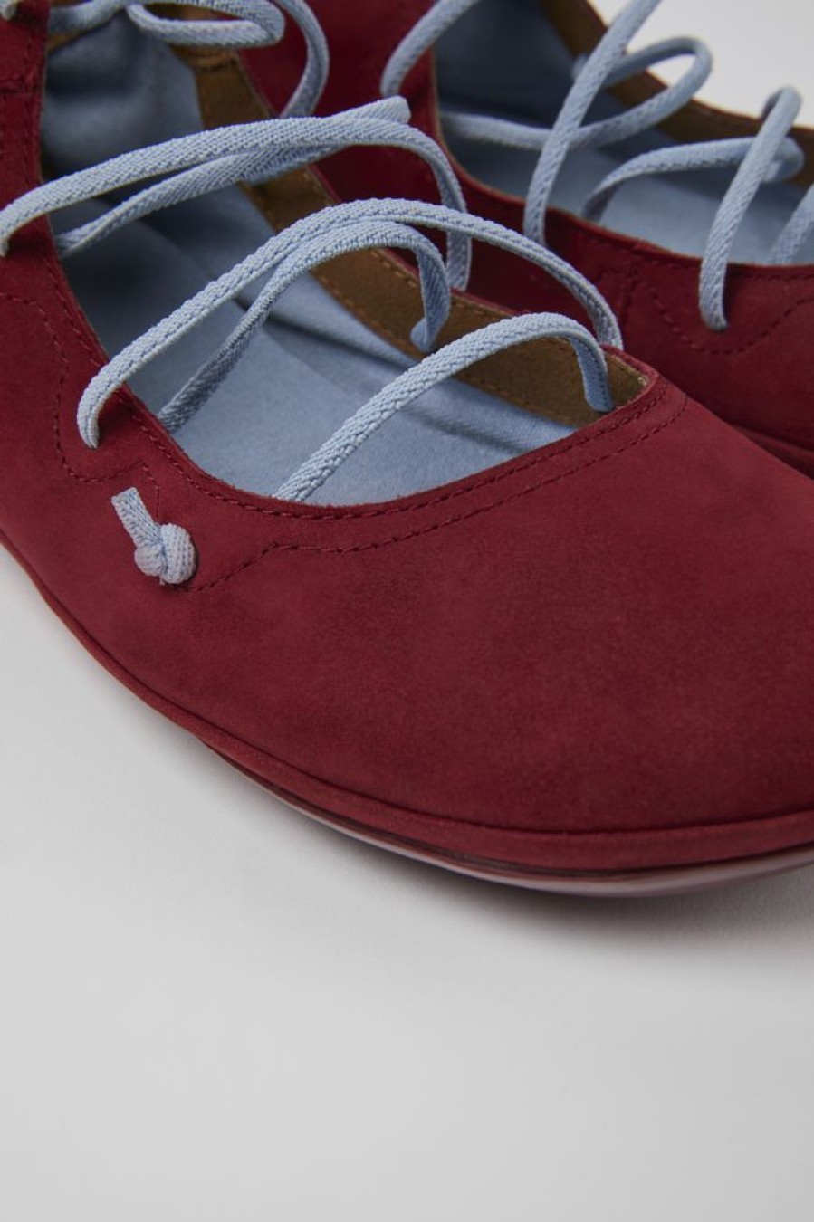 Women CamperLab Flat Shoes | Burgundy And Blue Nubuck Shoes For Women