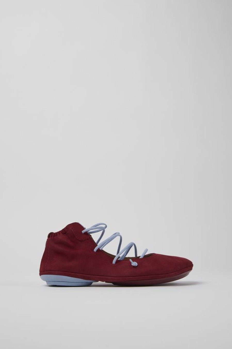 Women CamperLab Flat Shoes | Burgundy And Blue Nubuck Shoes For Women