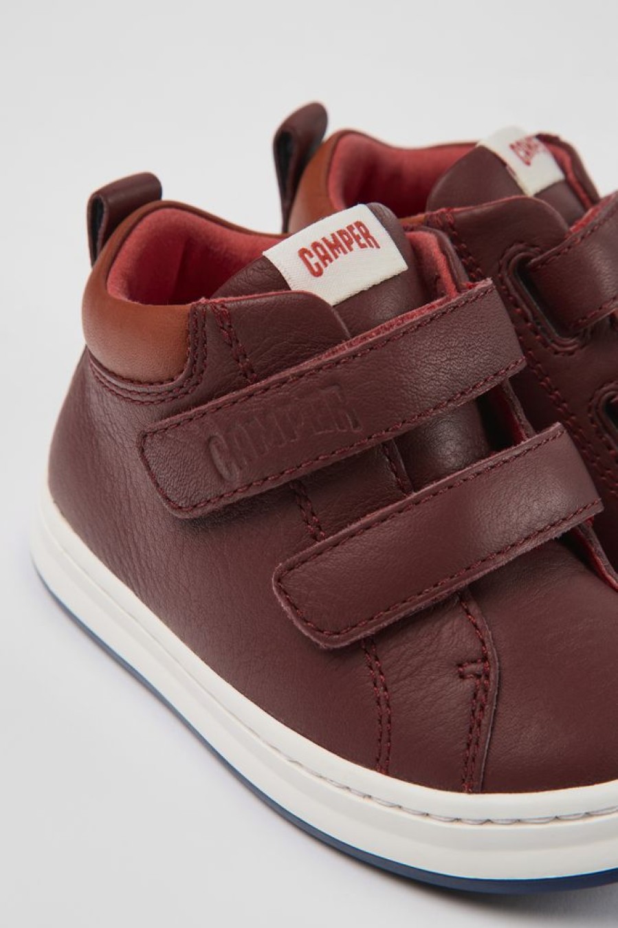 Kids CamperLab Sneakers | Burgundy Leather Sneakers For Kids