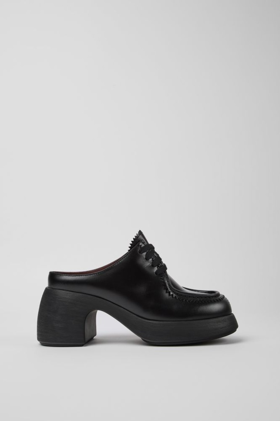 Women CamperLab Formal Shoes | Black Leather Mules For Women