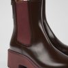 Women CamperLab Ankle Boots | Burgundy Leather Chelsea Boots For Women