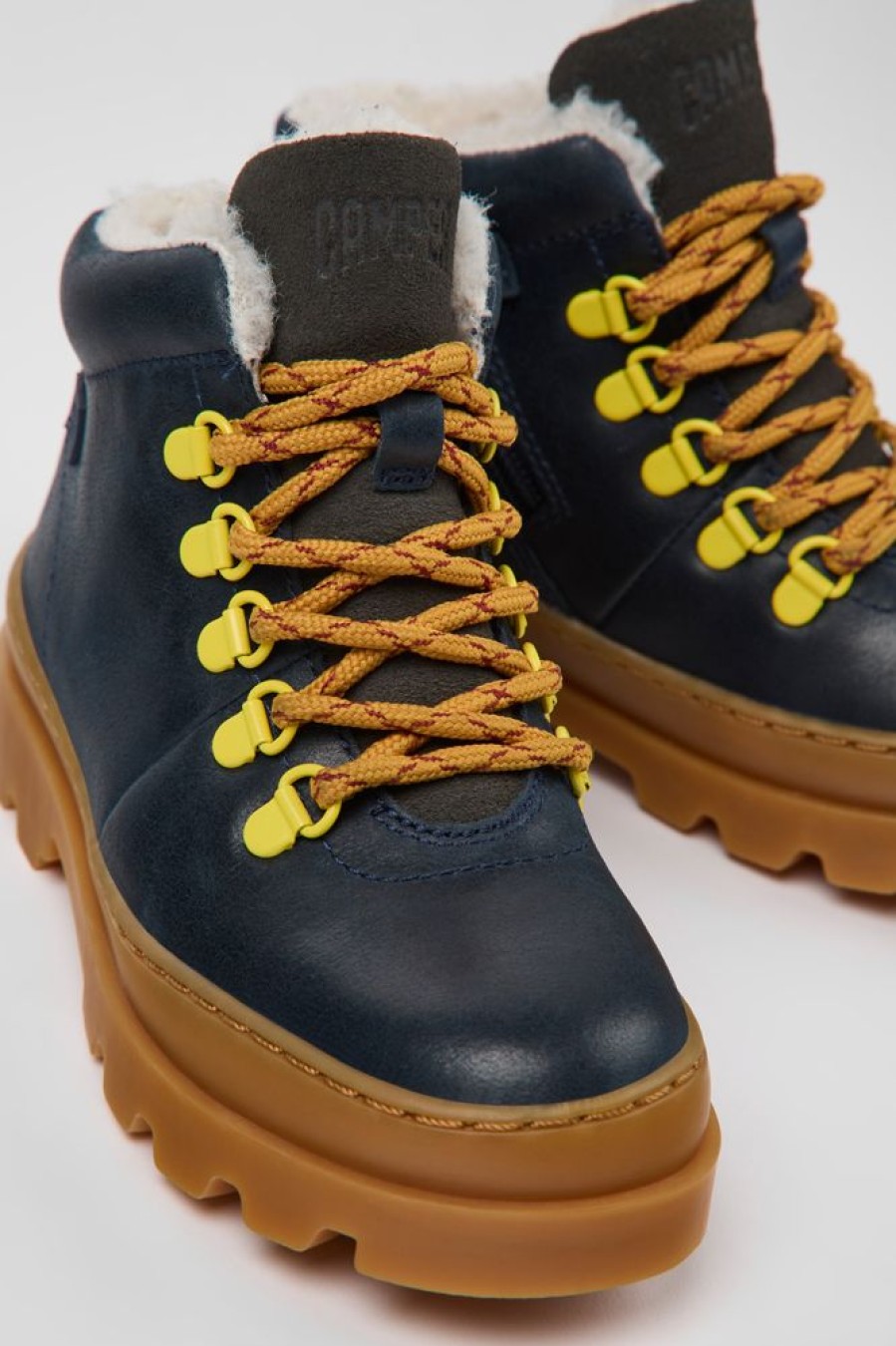 Kids CamperLab Boots | Navy Blue Leather And Nubuck Ankle Boots For Kids