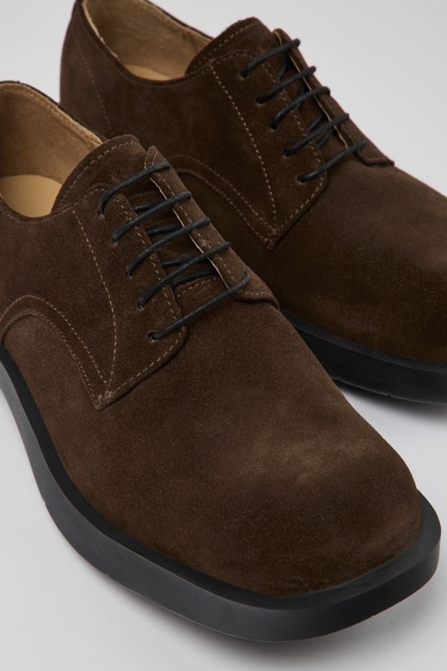 Men CamperLab Formal Shoes | Brown Nubuck Shoes For Men