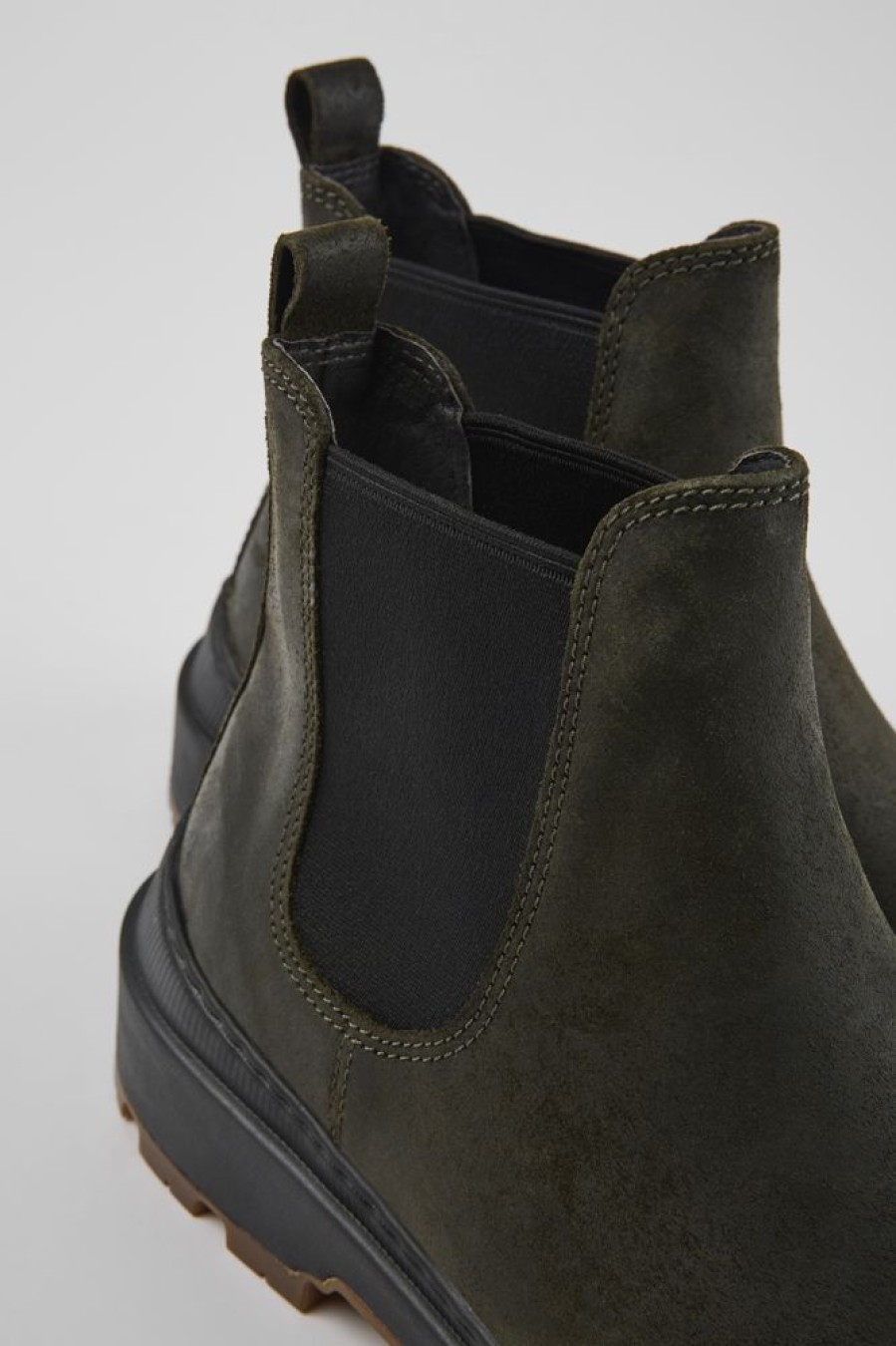 Men CamperLab Ankle Boots | Green-Gray Nubuck Ankle Boots For Men