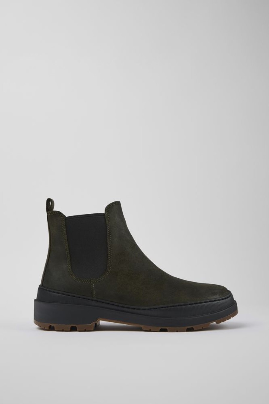 Men CamperLab Ankle Boots | Green-Gray Nubuck Ankle Boots For Men