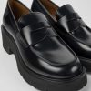 Women CamperLab Formal Shoes | Black Leather Loafers For Women