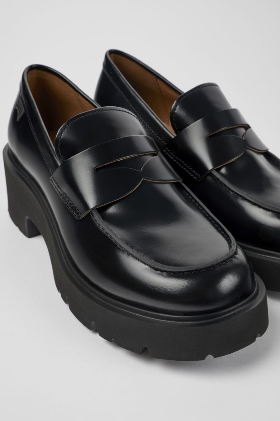 Women CamperLab Formal Shoes | Black Leather Loafers For Women