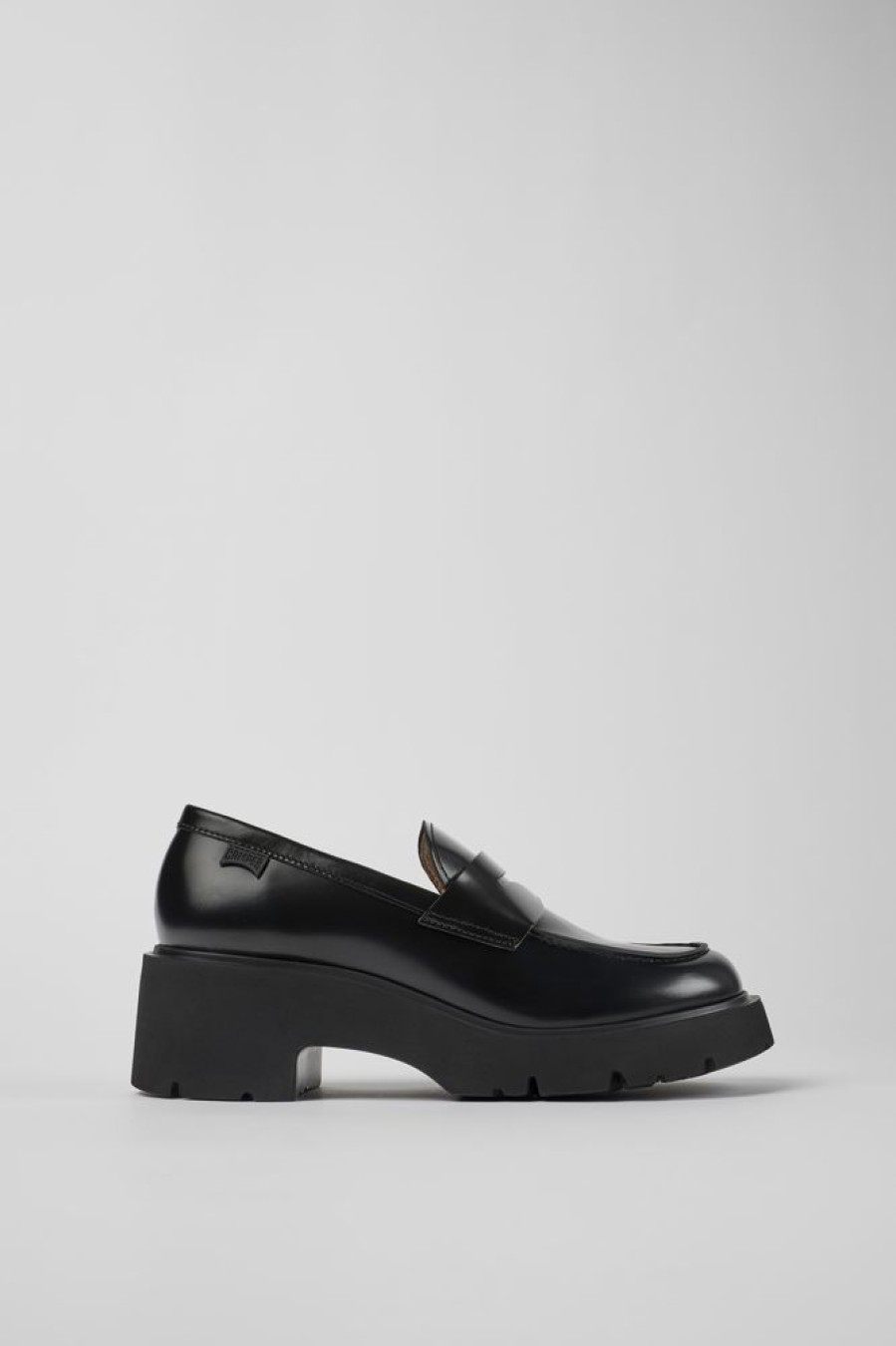 Women CamperLab Formal Shoes | Black Leather Loafers For Women