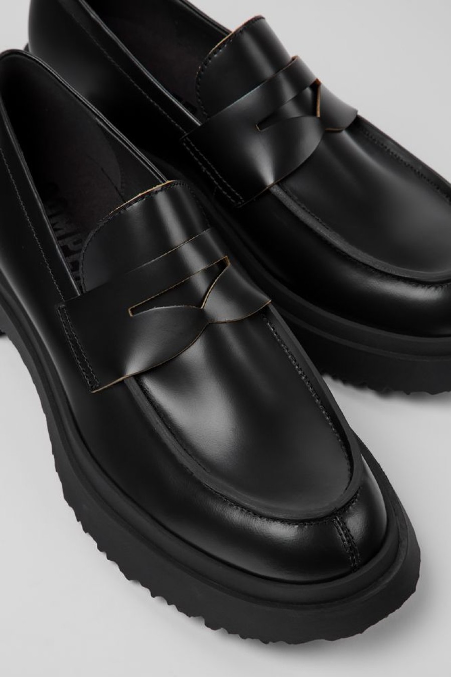 Men CamperLab Formal Shoes | Black Leather Loafers