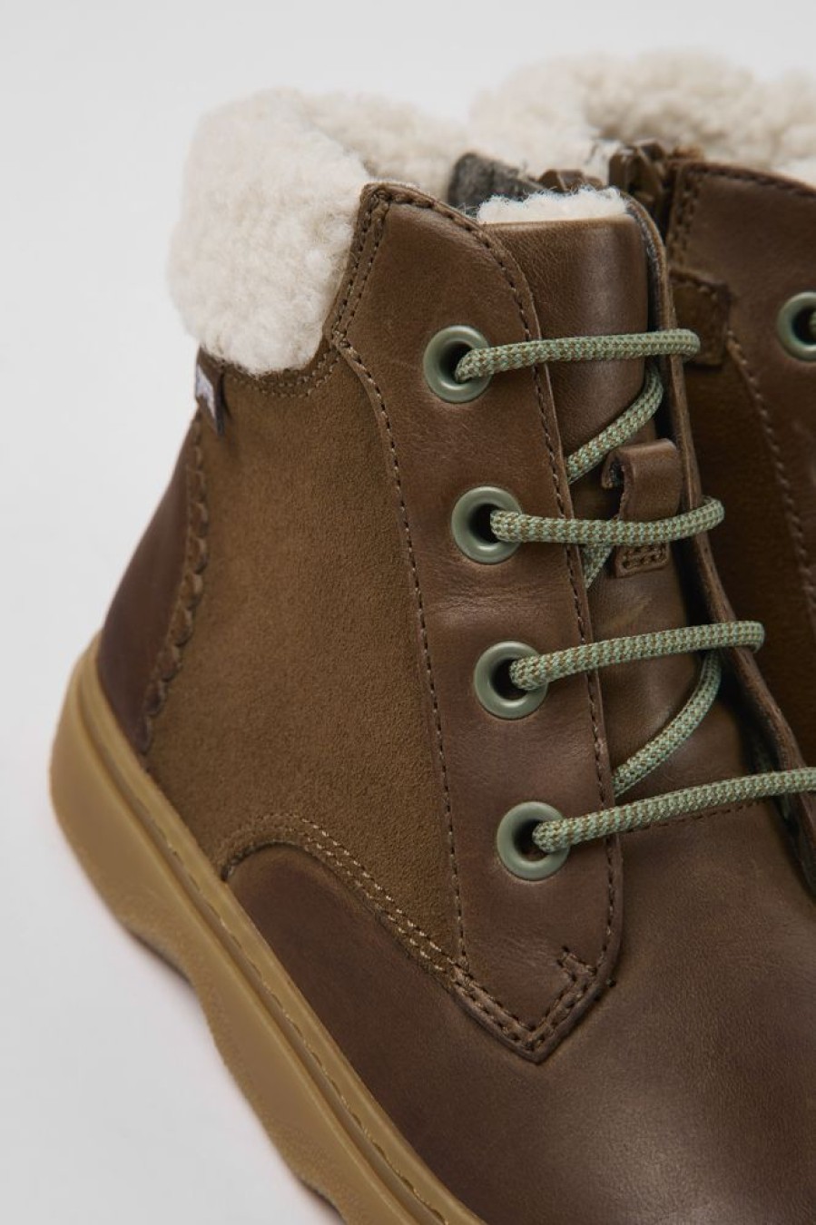 Kids CamperLab Boots | Brown Leather And Nubuck Ankle Boots For Kids