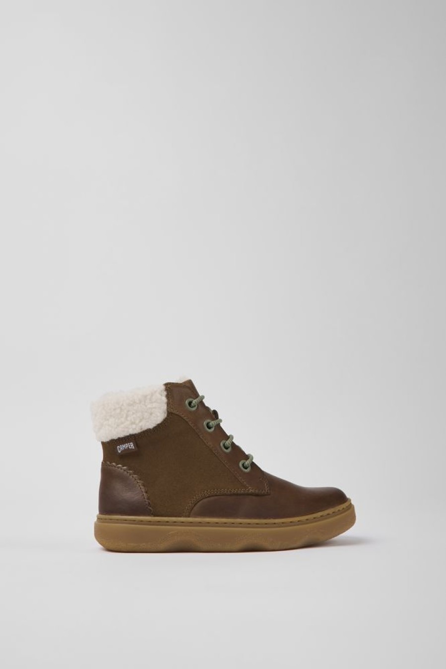 Kids CamperLab Boots | Brown Leather And Nubuck Ankle Boots For Kids