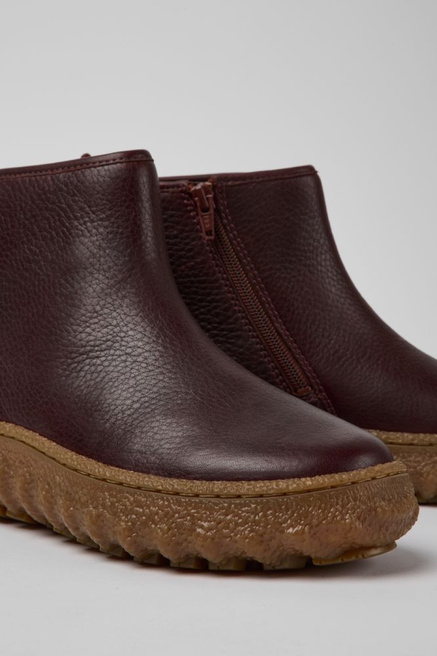 Women CamperLab Ankle Boots | Burgundy Leather Ankle Boots