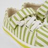 Kids CamperLab Sneakers | Green And White Striped Recycled Cotton Shoes For Kids