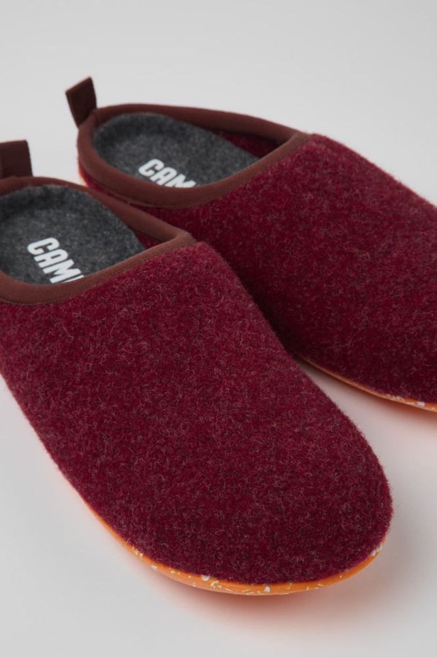 Women CamperLab Slippers | Burgundy Wool Slippers For Women