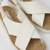 Women CamperLab Flat Shoes | White Leather And Textile Sandals For Women