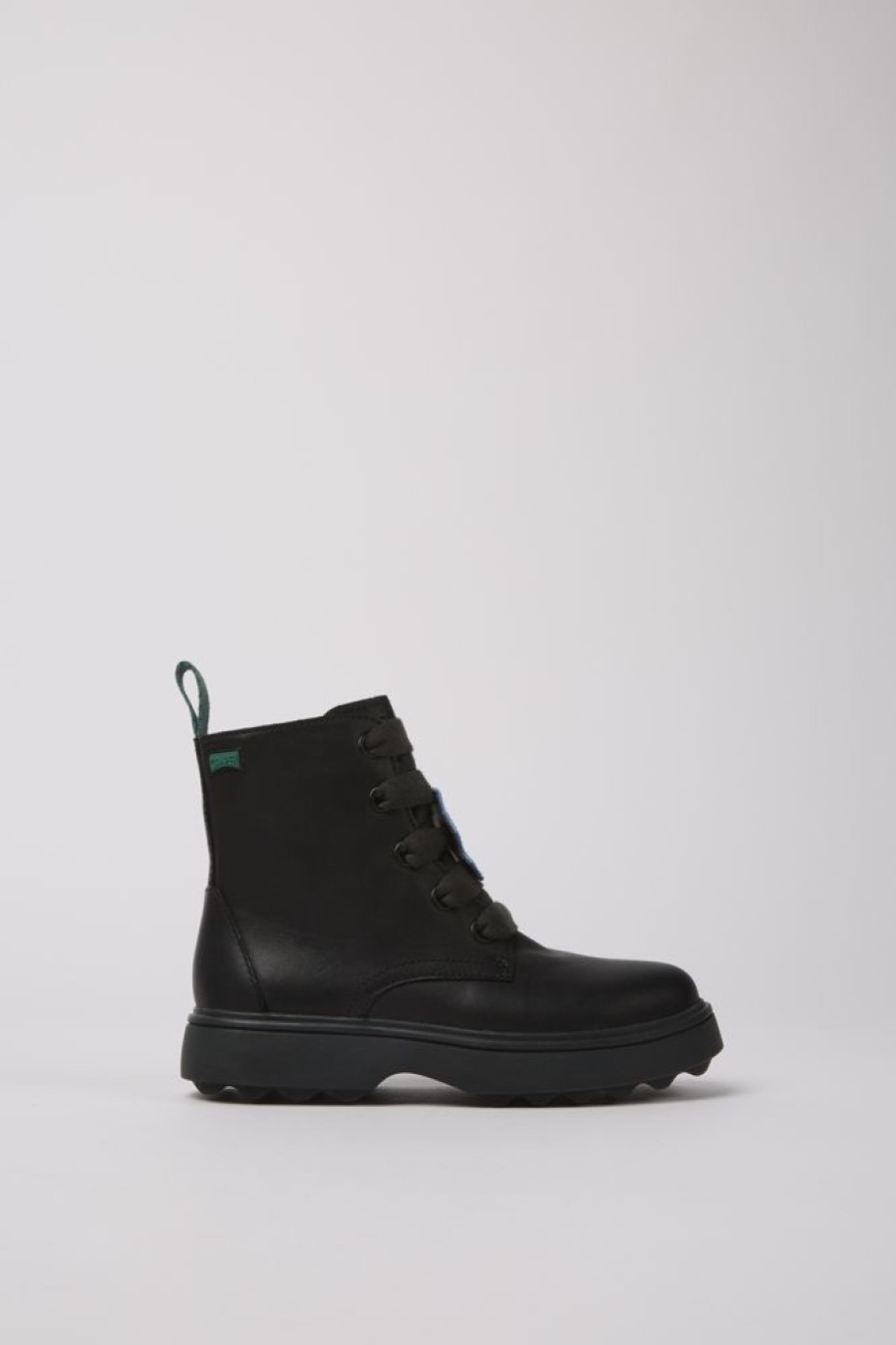 Kids CamperLab Boots | Black Leather Lace-Up Boots