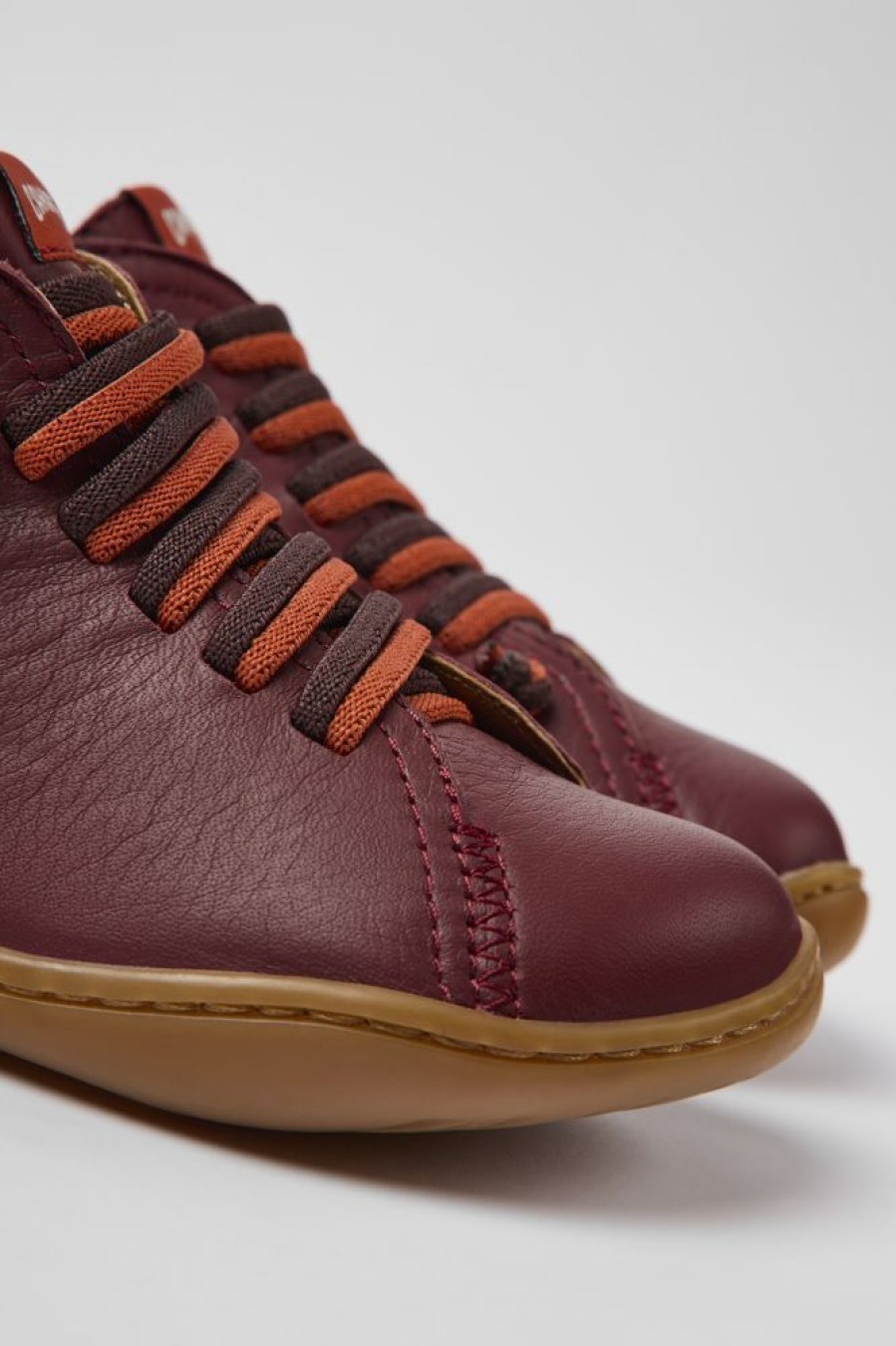 Kids CamperLab Boots | Burgundy Leather Ankle Boots For Kids