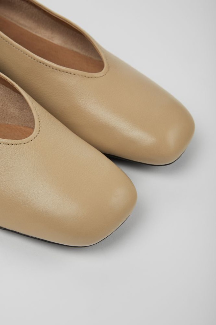 Women CamperLab Formal Shoes | Beige Leather Ballerinas For Women