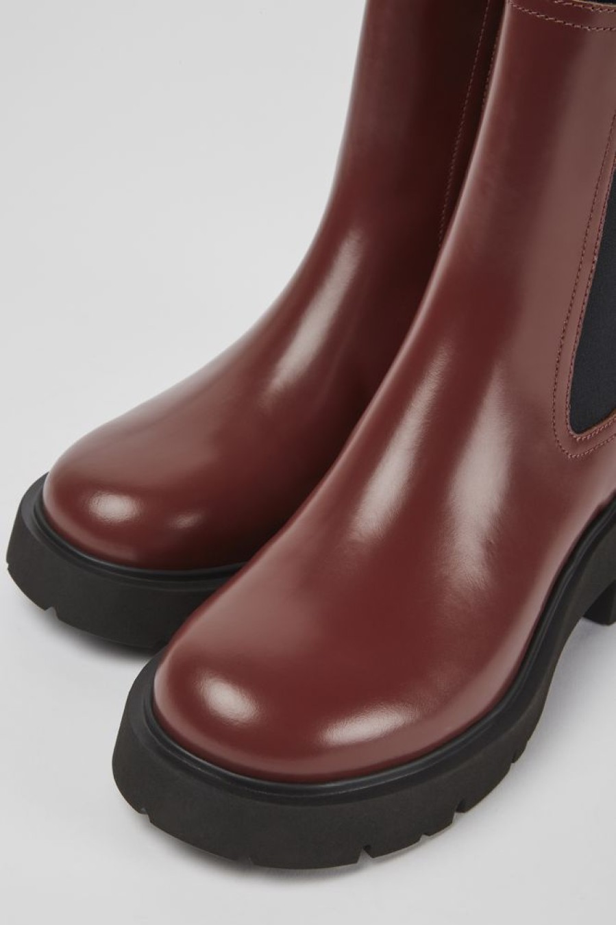 Women CamperLab Ankle Boots | Burgundy Leather Boots For Women