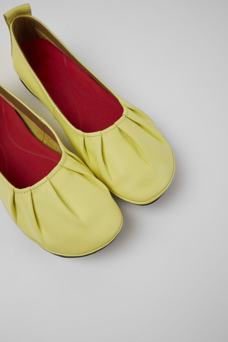 Women CamperLab Formal Shoes | Yellow Leather Ballerina Flats For Women