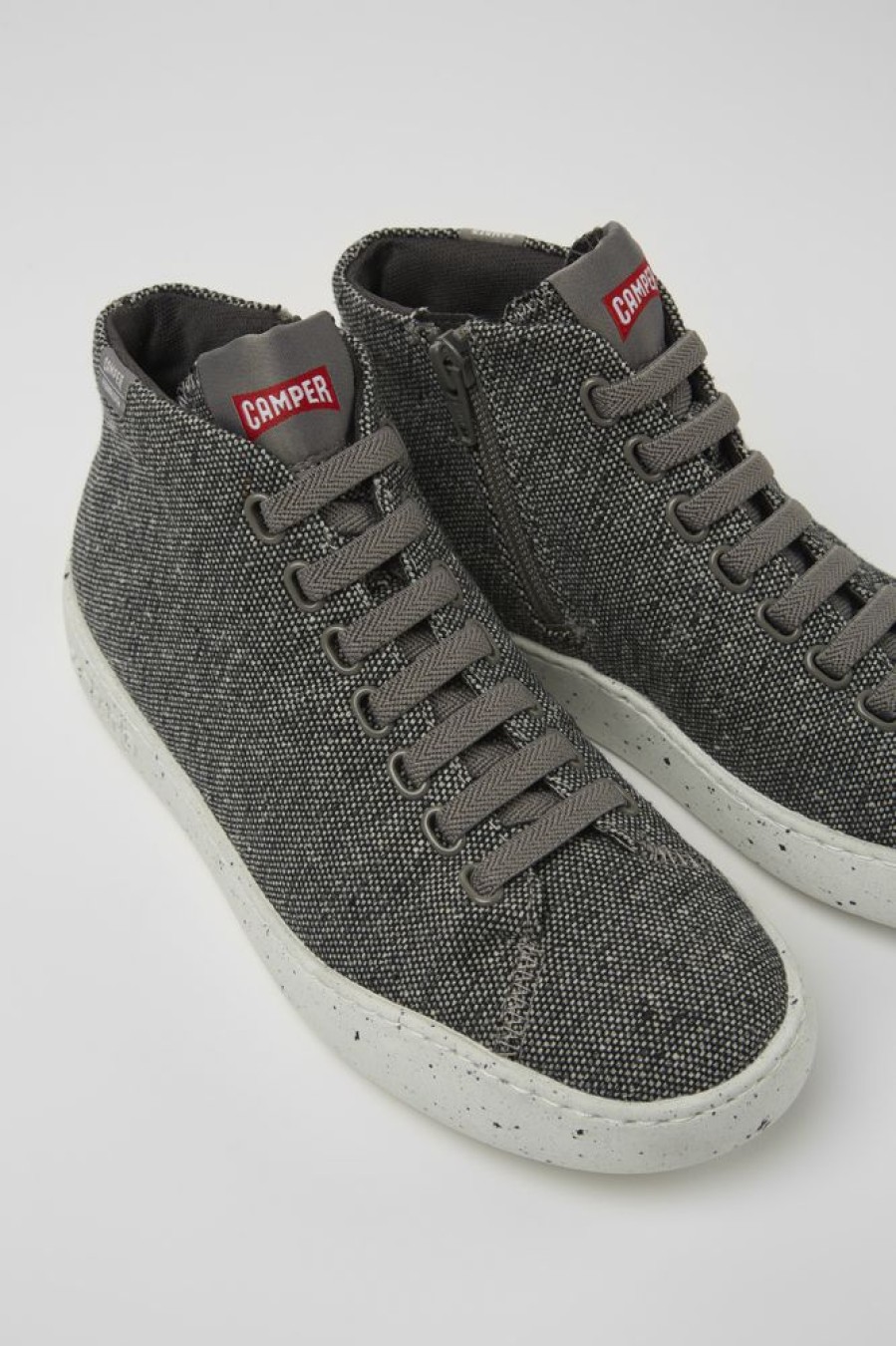 Women CamperLab Ankle Boots | Gray And Black Recycled Wool Sneakers For Women