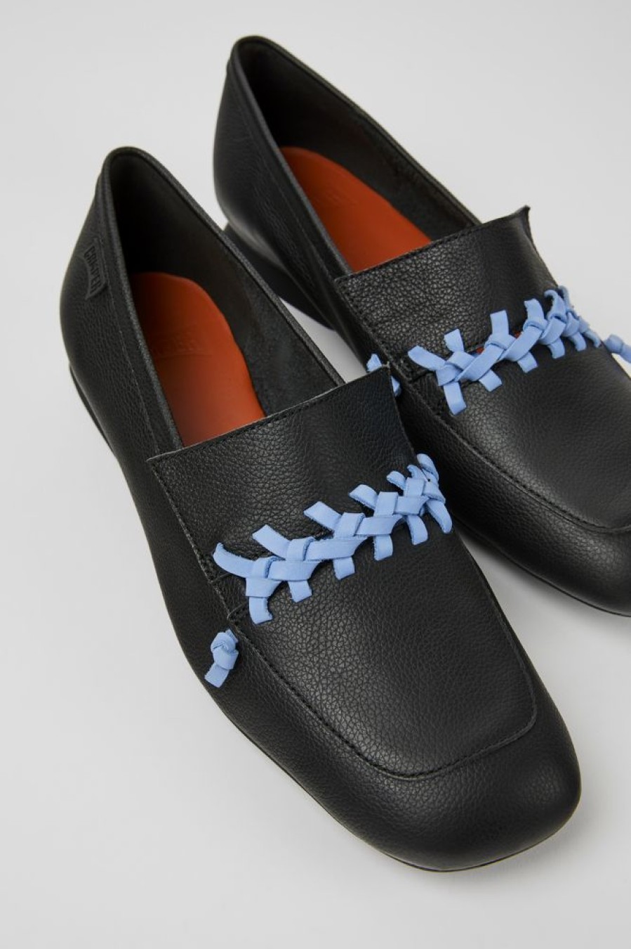 Women CamperLab Formal Shoes | Black And Blue Leather Loafers For Women