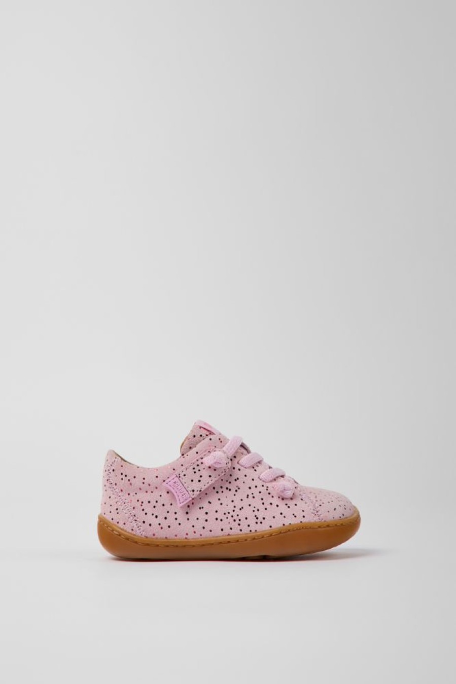 Kids CamperLab Hook And Loop | Pink Nubuck Shoes For Kids