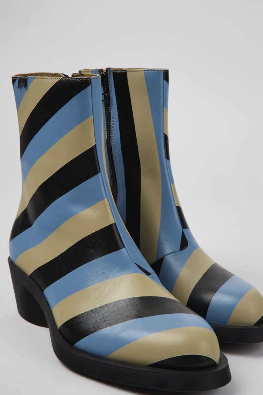 Women CamperLab Ankle Boots | Multicolored Striped Leather Boots For Women