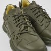 Men CamperLab Sneakers | Green Leather And Textile Sneakers For Men