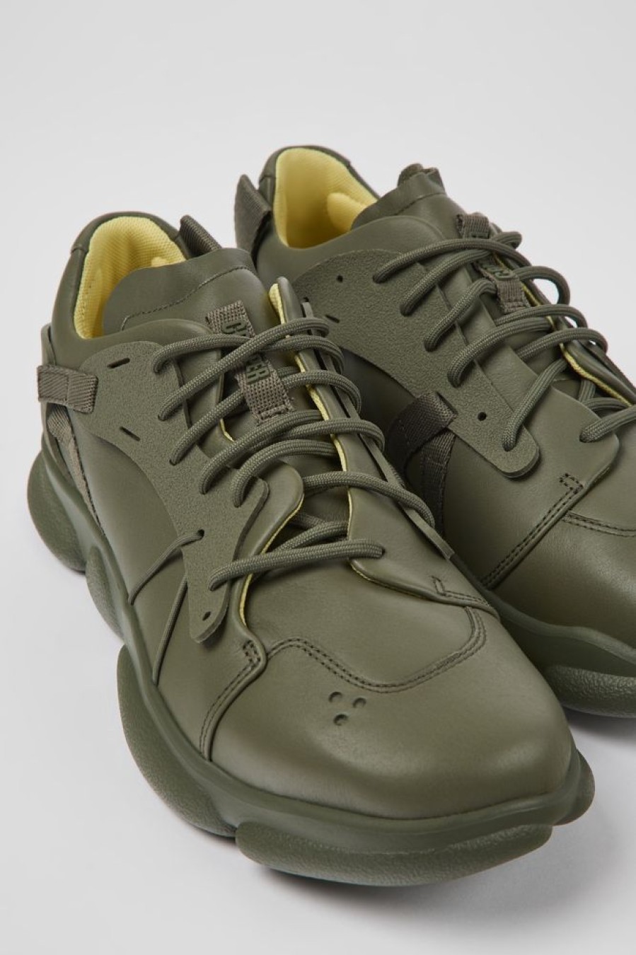 Men CamperLab Sneakers | Green Leather And Textile Sneakers For Men