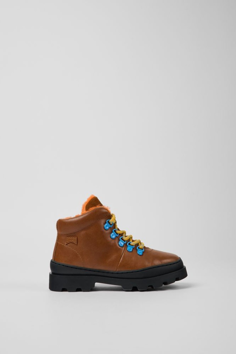 Kids CamperLab Boots | Brown Leather And Nubuck Lace-Up Boots